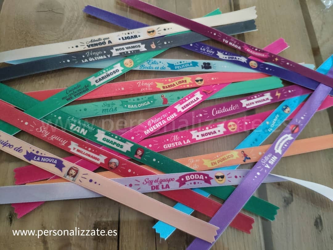 Pulseras de tela para bodas personalizadas